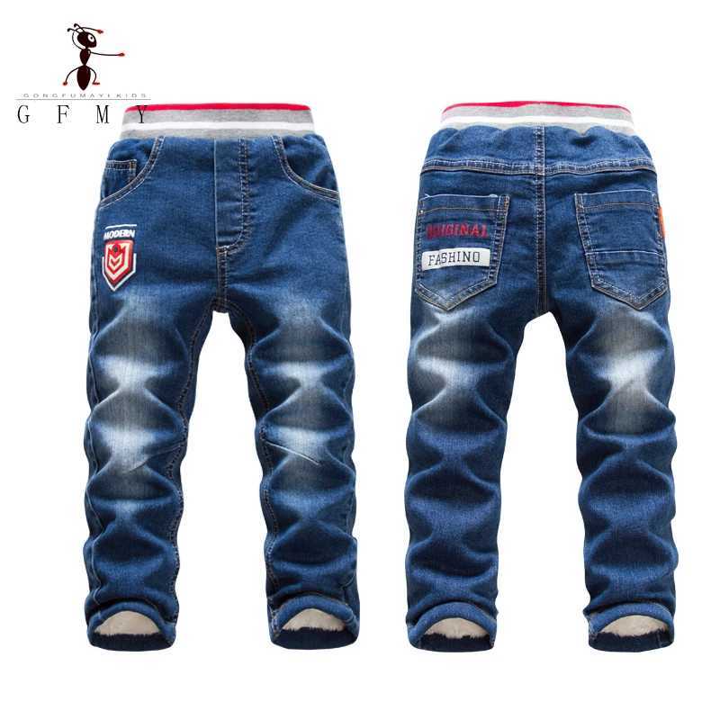 GFMY Winter Jeans 2024 Boys Plus Velvet Keep Warm Jeans Cotton Toddler Childrens Fashion Outdoor Straight 3-7Y Pants 1822 Z250220