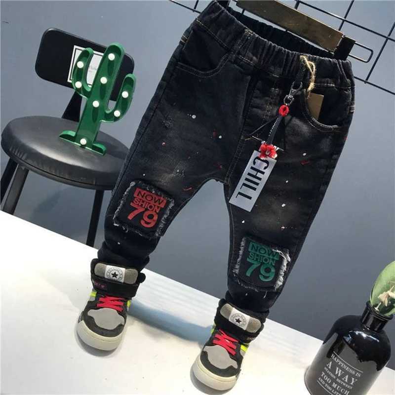 New Fashion Spring Boy Pants Kids Jeans Solid Cotton Mid Elastic Waist Pants Boys Jeans Kids Children Trousers 2-6Y Z250220