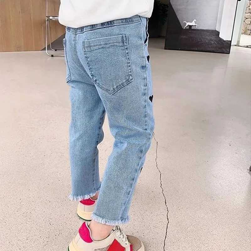 IENENS Spring Jeans Girls Straight Pants Denim Casual Trouser Childrens Clothing 1-5 Year Old Baby Elastic Waist Bottom Z250220