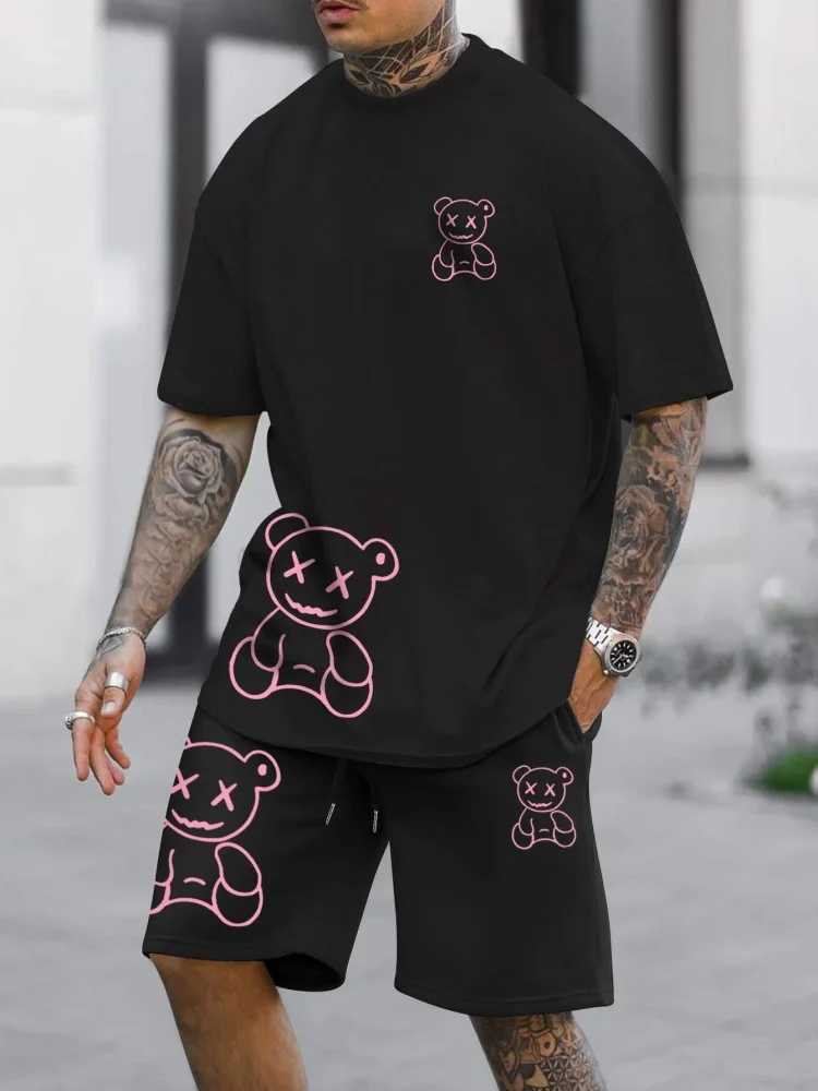 2024 New Summer Mens T-shirt and Shorts Set Outdoor Street Mens Fashion Short Sleeve Top Daily Casual Mens Shorts 3D Printed W250221