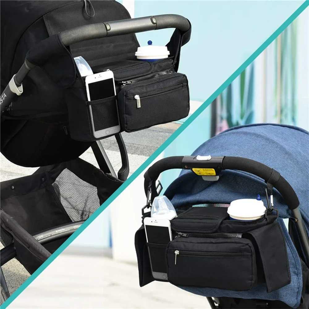 Universal Baby Stroller Organizer with Insulated Cup Holder Detachable Phone Bag Shoulder Strap Fits and Pet Stroller X250220