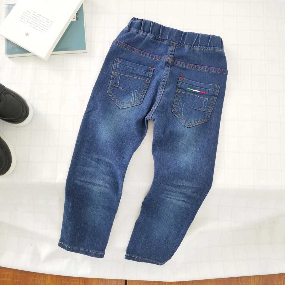 IENENS Kids Slim Jeans Teens Boy Casual Trousers Child Elastic Waist Pants 4-11 Years Fashion Solid Color Straight Denim Pants Z250220