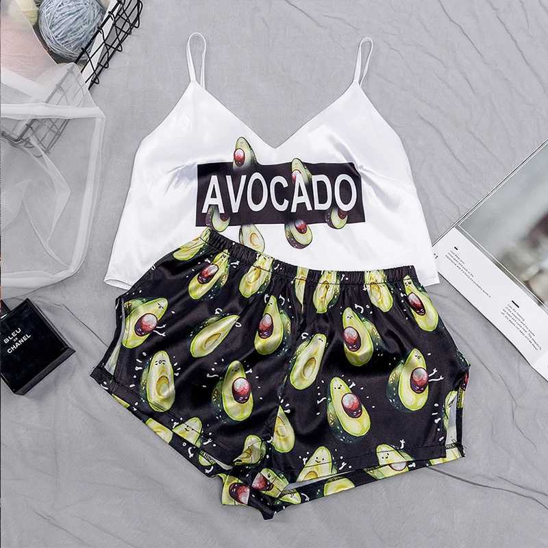 Women Silk Satin Pajamas set Summer Spwear Lavender Flower Printed Pijamas Sexy V-neck Sveless Homewear Clothes LoungewearXJ250220