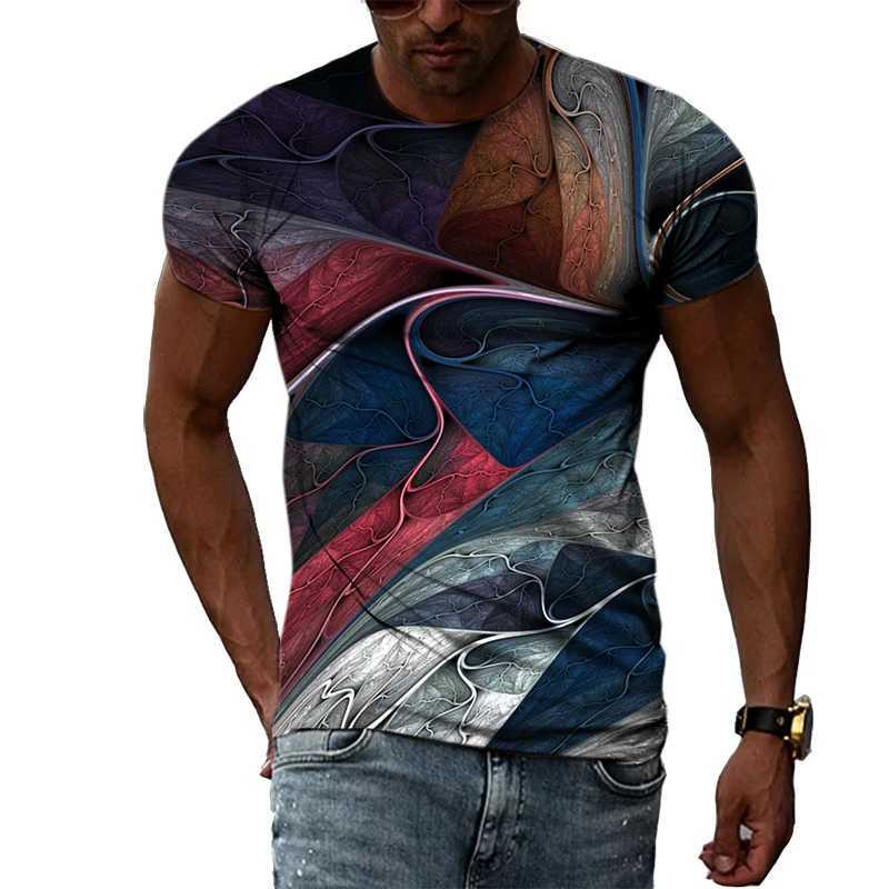 Summer Fashion Casual Mens T-shirt Creative Abstract Graphics 3D Printing Personality Trend Large Size O-neck Short-sleeved Top W250220