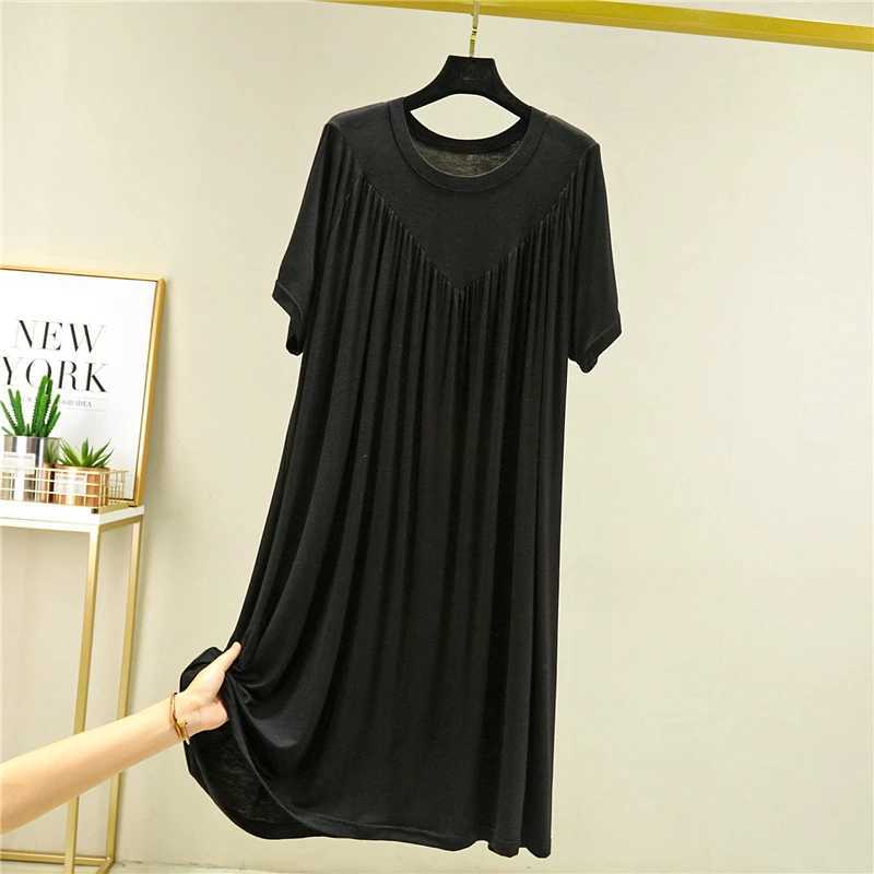 Womens Loose Modal Dress Thin Section Large Skirt Enlarged Nightdress Outer Pajamas A-line Skirt Pleated Skirt SummerXJ250220