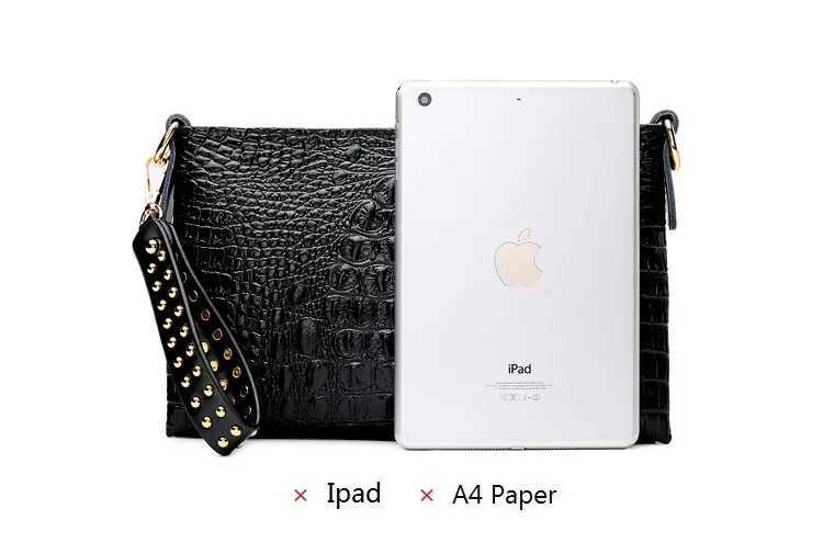 Nigedu genuine leather womens clutch fashionable crocodile shoulder bag Rivet handbag club womens luxury envelope night bag Z250220