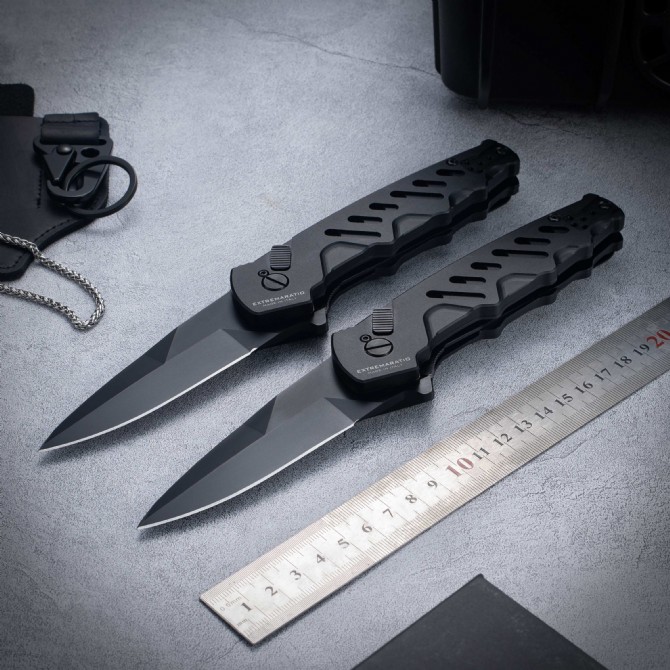 2025 new Jufule CAIMANO NERO Folding Knife 3.54 D2 Drop Point Blade, Aluminum Alloy Handles