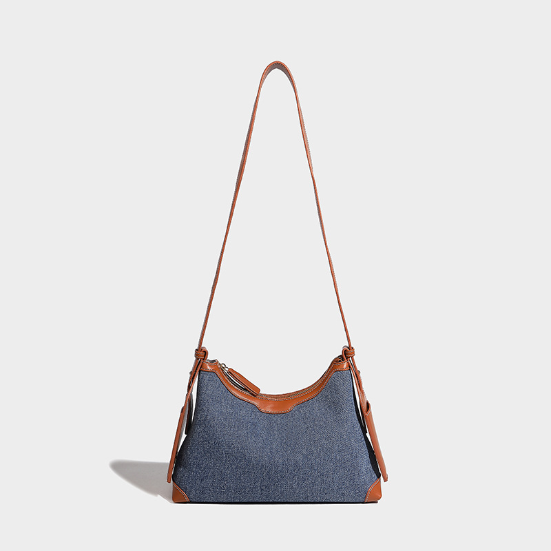 Chic Large Volume Denim Crossbody Bag - Sleek Pillow Design for Everyday Use