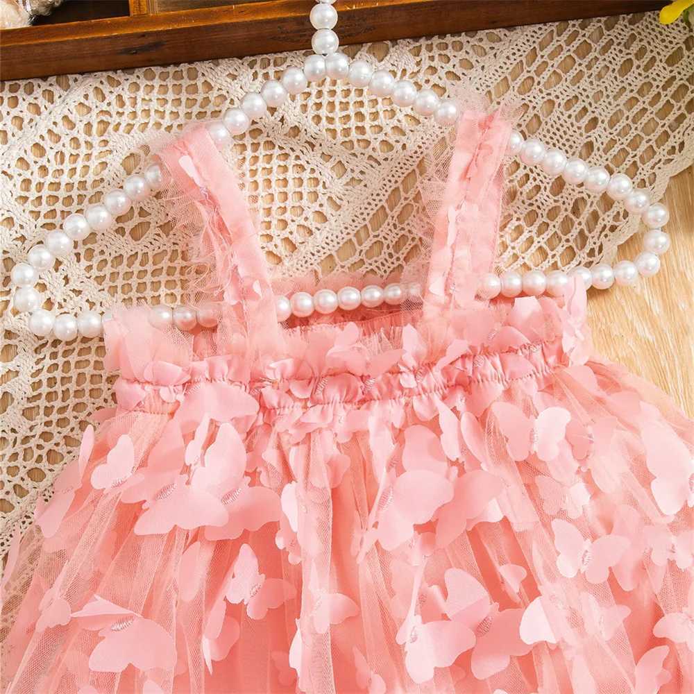 Summer Baby Girl Sleeveless Princess 3d Butterfly Mesh First Birthday Outfit Princess 0-2 Years Old Baby Clothes For Girl X250220