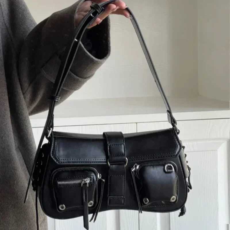 Y2K Korean Women Harajuku Vintage Gothic Black Hand Bag Aesthetic Elegant Punk Wallet Purse Handbags Shoulder Trend s Y250603