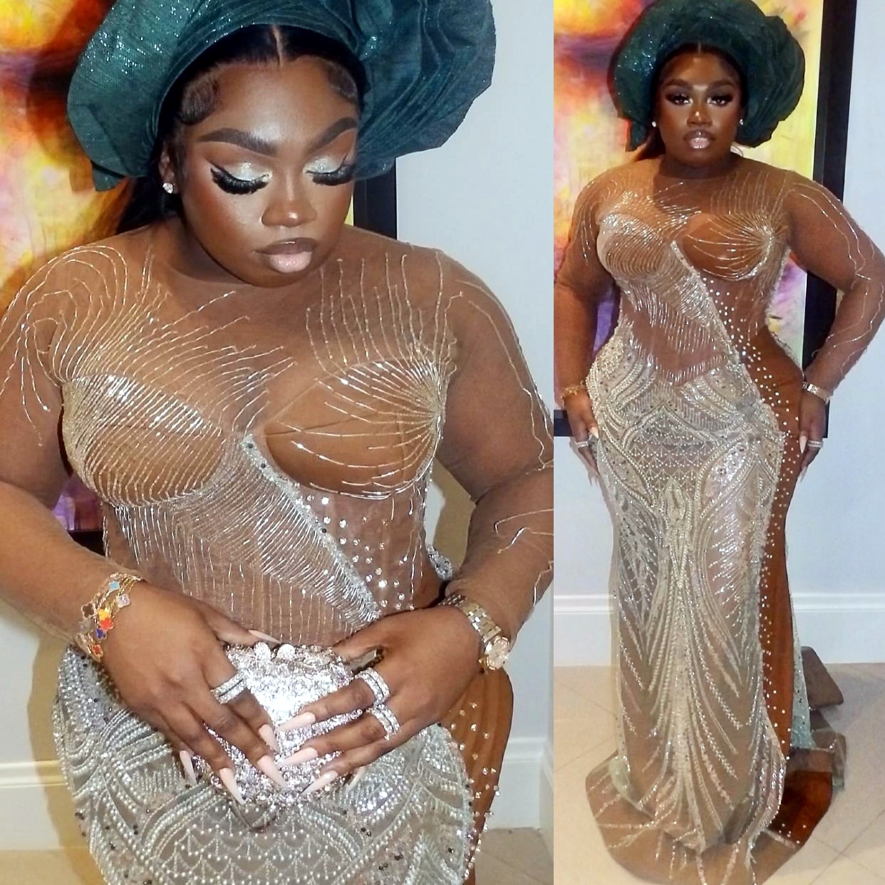 Champagne Mermaid Prom Dresses 2025 Illusion Beaded Sequined Lace Evening Formal Party Second Birthday Engagement Gowns Plus Size Dress For Special Oc