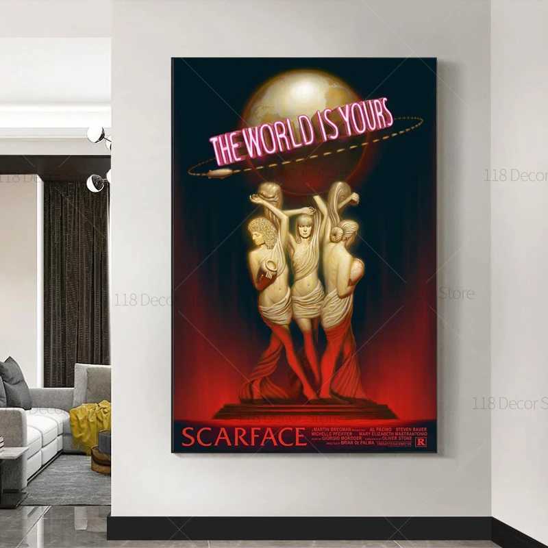 The World Is Yours Scarface Retro Trippy PSYCHEDELIC Oil Painting Posters And Prints On Canvas Wall Art Picture For Living RoomT250221