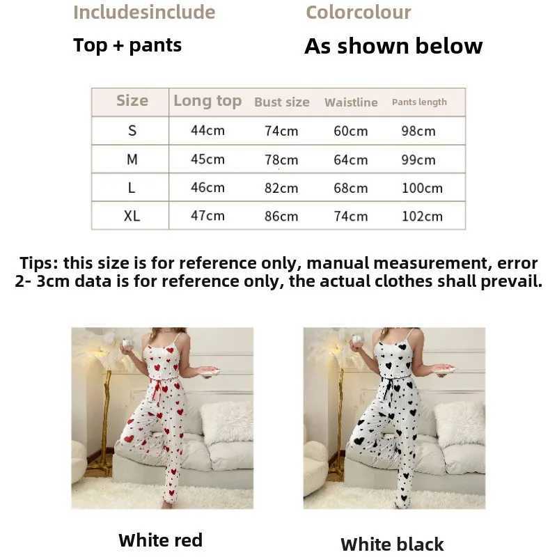Women Pajamas Plus Size Pajamas Set 2 Piece Short Vest Trouser White Breathable Soft Casual Love Print Body Suit Pijama jerXJ250220