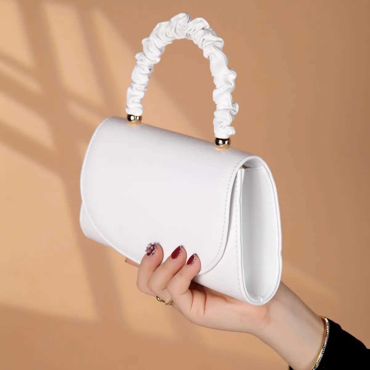 Women Top-handle Bags White Leather Bride Handbags Purse Designer Evening Bags Party Handbag Wedding Clutch Wallet Shoulder Bag Z250220