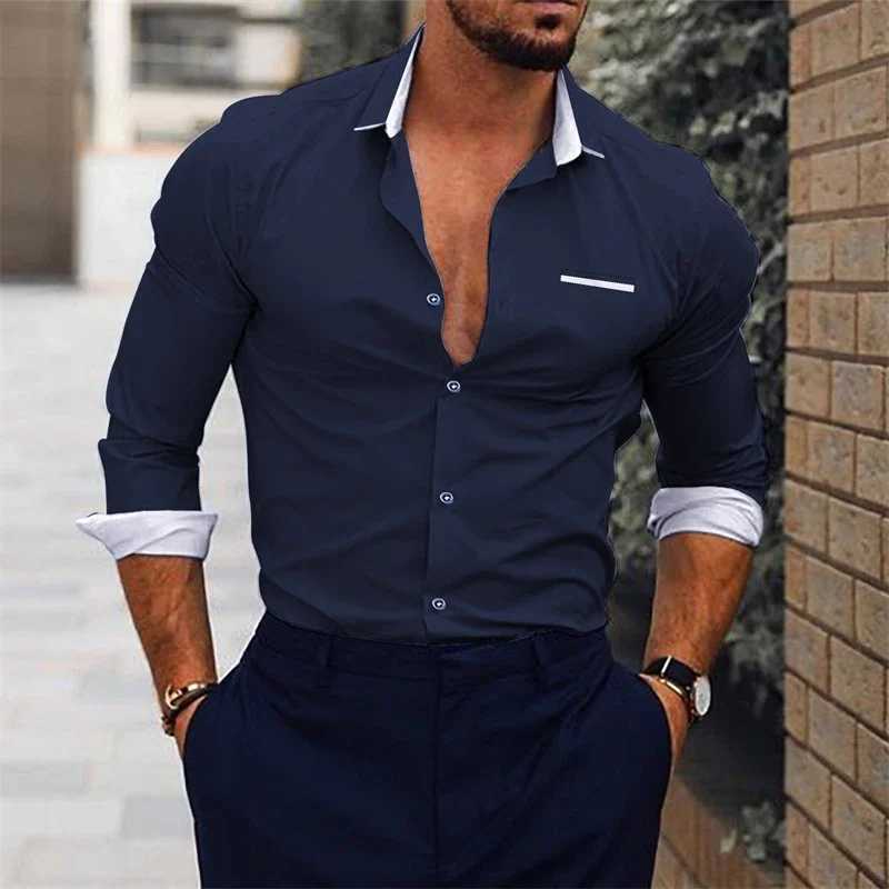 Mens shirt suit tribal print flag lapel black and white gray outdoor long sLeeved button up clothing designer casual soft W250220