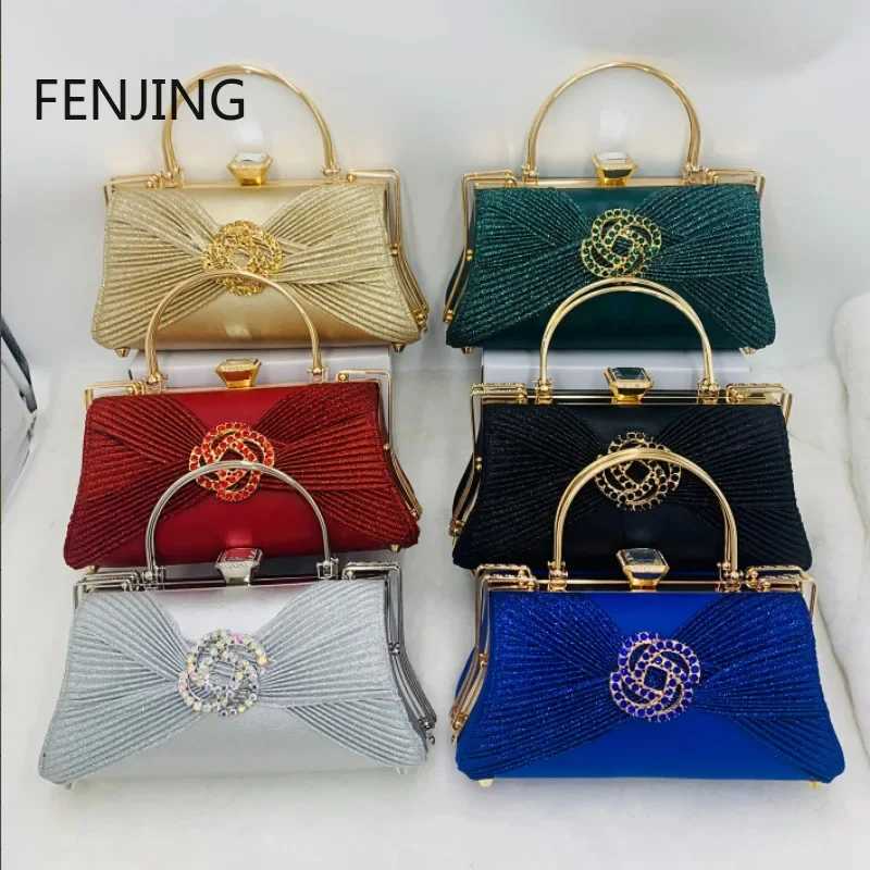 NEW Trend Evening Bags Diamonds Sequined Folds Clutch Purse Female Wedding Party Bride Handbags Flower Rhinestone Shoulder Bags Z250220