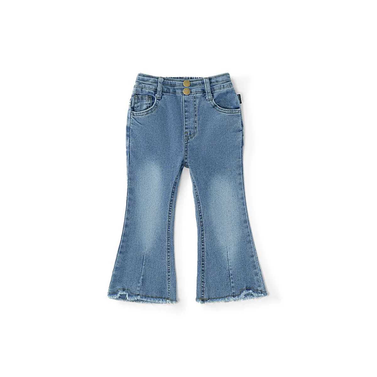 Spring Autumn Young Baby Girl Jeans Cotton Micro-waist Versatile Toddler Kid Girl Flare Pants Children Denim Pants For 1-8Y Girls Z250220