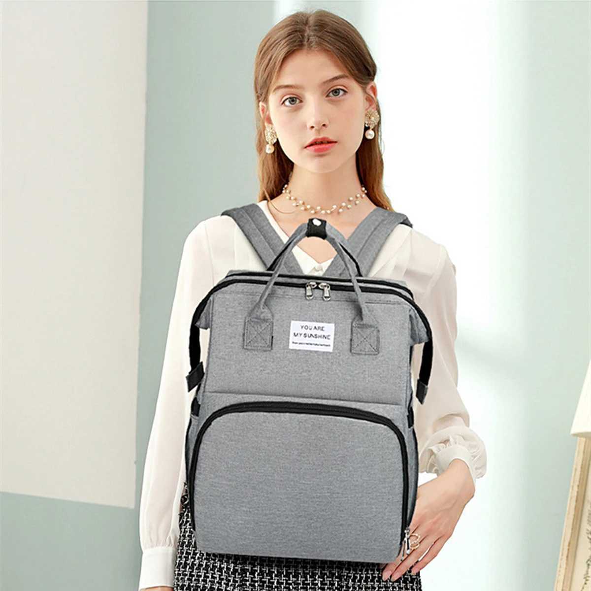 Folding mommy bag lightweight portable folding crib bed large-capacity baby backpack female mommy outting bag mummy bag X250220
