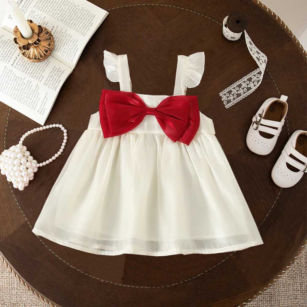 Baby Clothing Girl Summer Sleeveless Bow Princess Girl Childrens Clothing Gorgeous Satin Childrens Dress First Birthday Dress Princess X250220