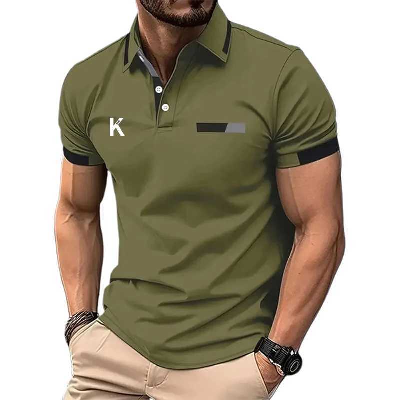 Mens Business Polo Golf Polo Work Casual Lapel Short Sleeve Basic Patchwork Button Spring Summer Regular Fit Business Polo W250220