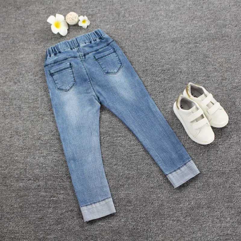 Girls Black Blue Jeans 2021 Autumn Baby Girls Pants Slim Skinny Kids Leggings Cotton Casual Children Girls Clothes 3 10 14 Year Z250220