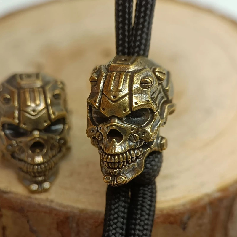 Mechanical Skull Head Brass Knife Beads EDC DIY Paracord Woven Bracelet Lanyard Pendant Accessories Outdoor Tool Hangings Charms 250213