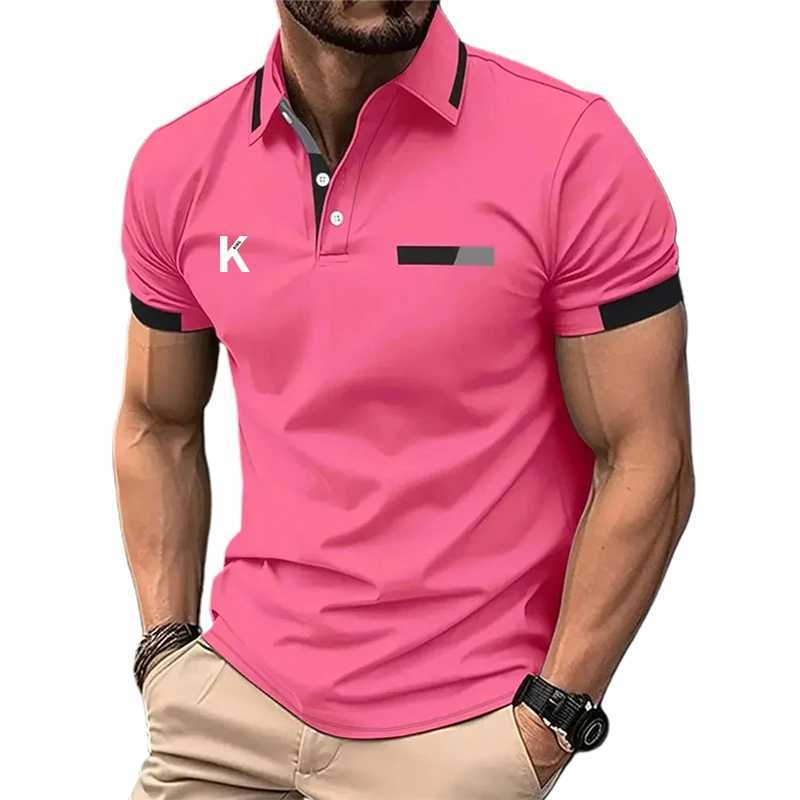 Mens Business Polo Golf Polo Work Casual Lapel Short Sleeve Basic Patchwork Button Spring Summer Regular Fit Business Polo W250220