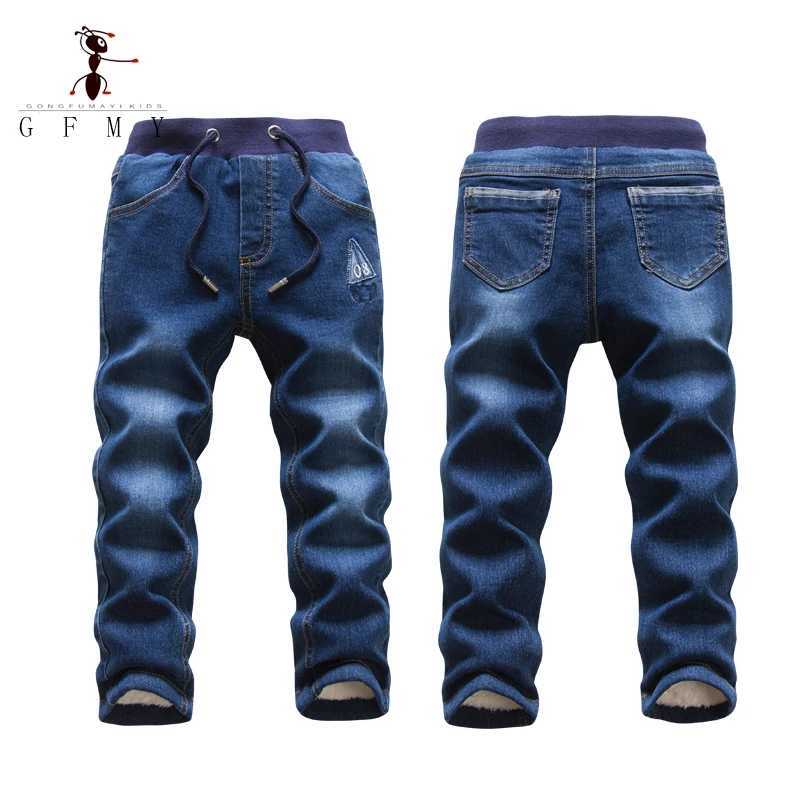 GFMY Winter Jeans 2024 Boys Plus Velvet Keep Warm Jeans Cotton Toddler Childrens Fashion Outdoor Straight 3-7Y Pants 1822 Z250220