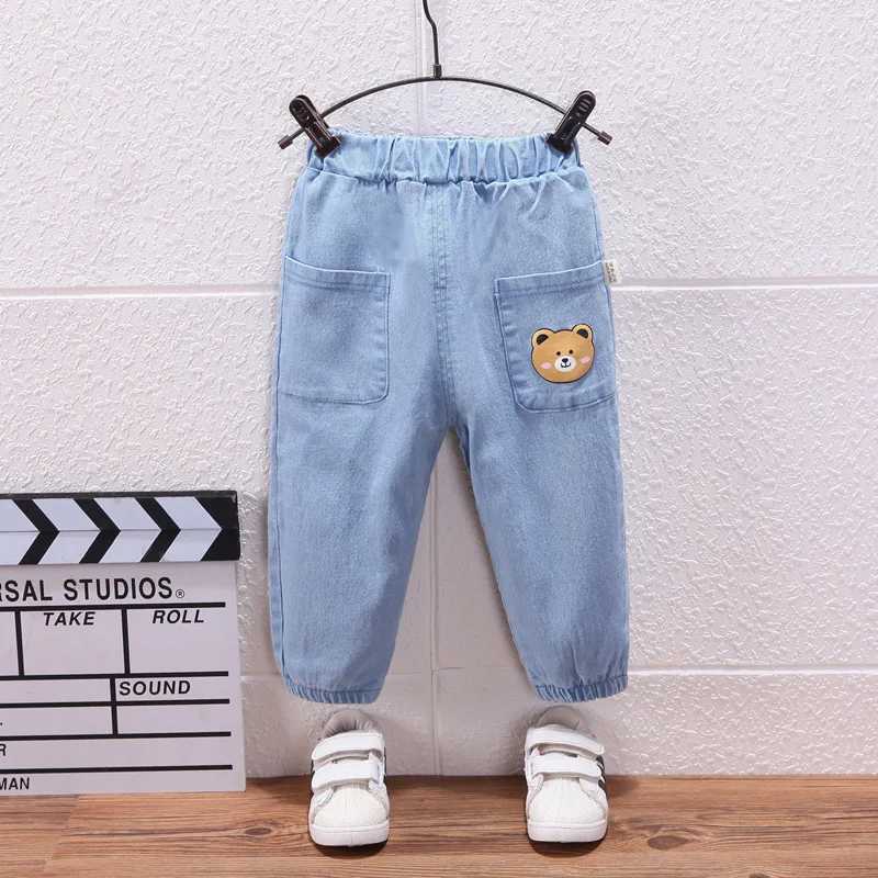 Cute Bear Girls Casual Thin Long Pants Fashion Spring Autumn Children Jeans Kids Trousers Denim Clothing 1 2 3 4 5 Years Z250220