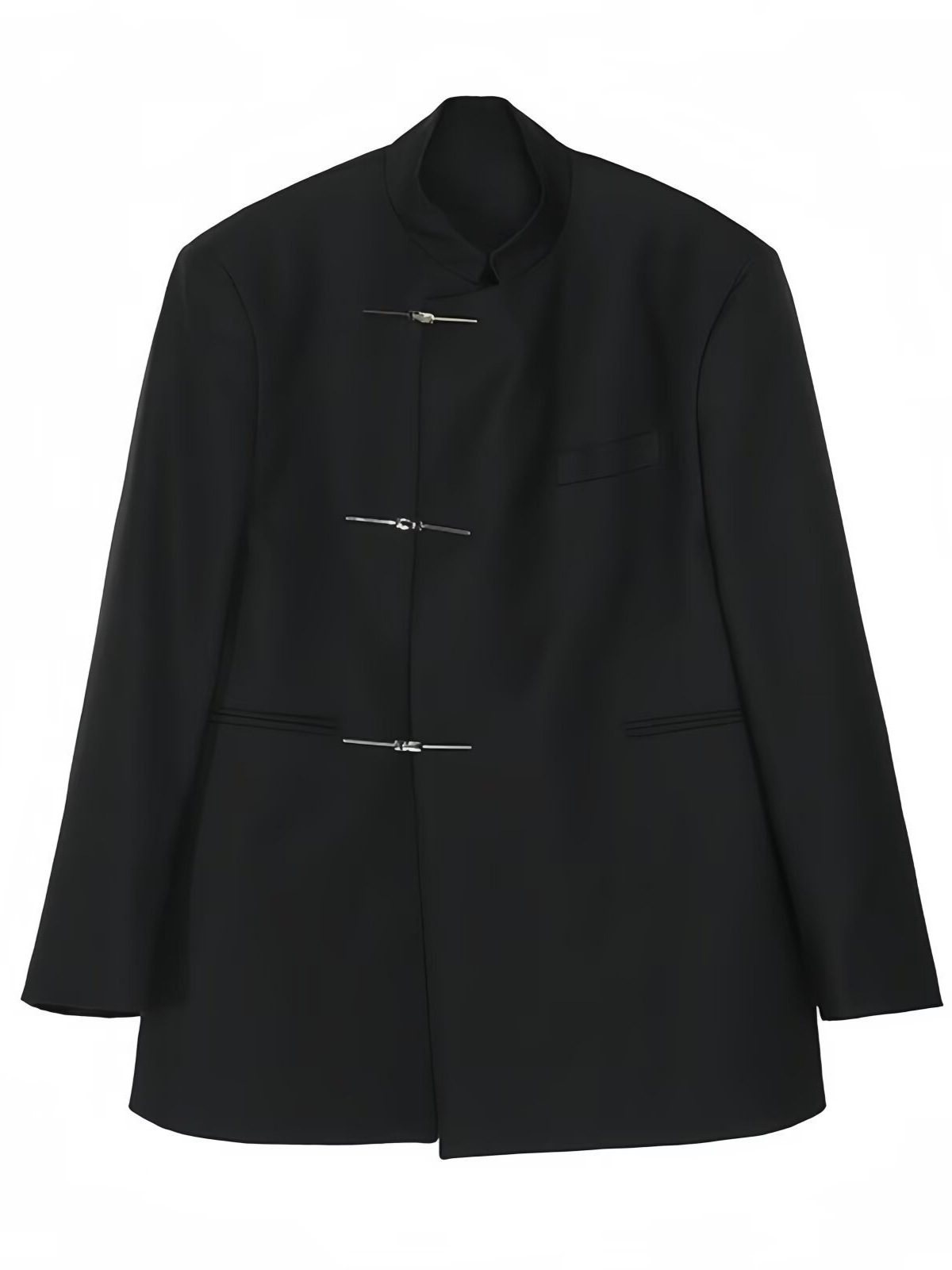 H2001Stylish Men's Black Zhongshan Suit - Durable Stand Collar Jacket for Any Occasion