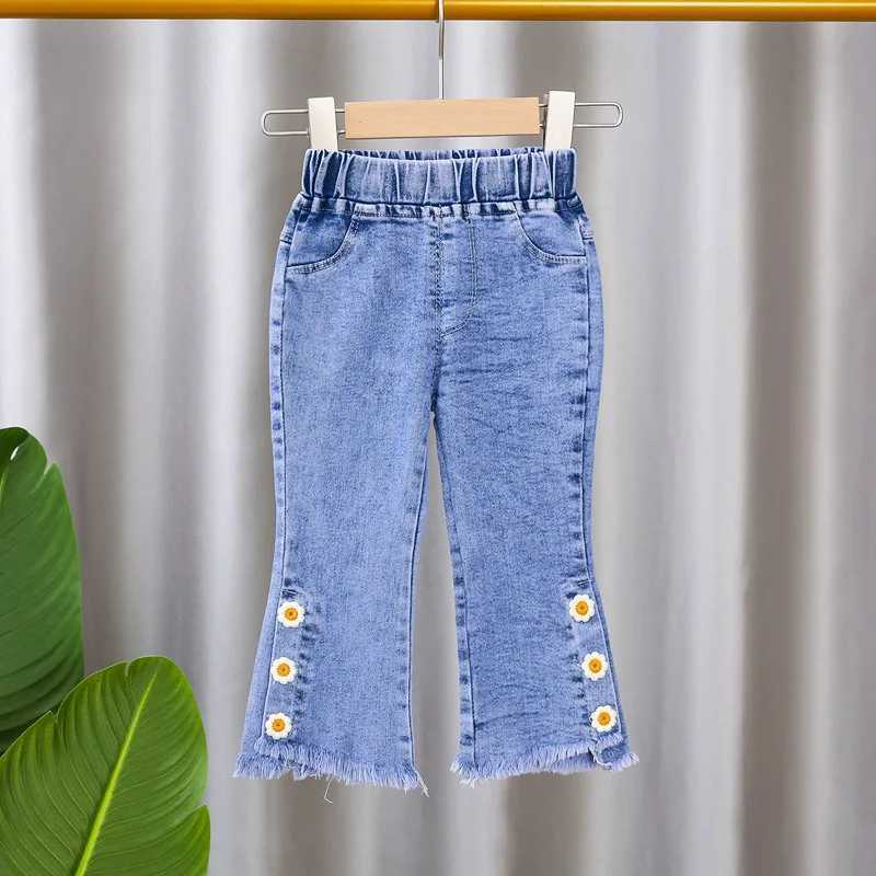 Baby girl tight jeans spring autumn girl suona denim Trouser casual childrens elastic Flared Pants childrens clothing 0-5 years Z250220