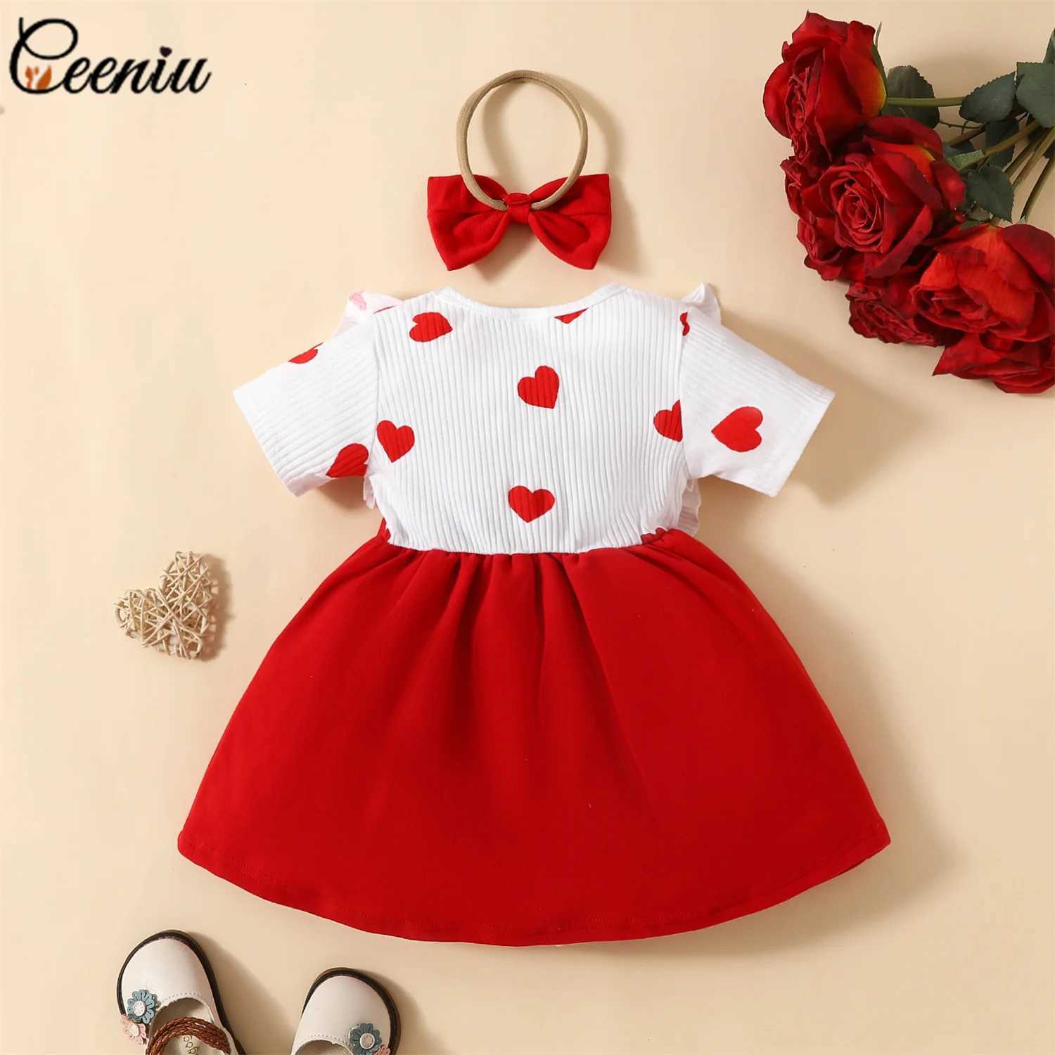 Baby Valentines Dresses Patchwork Heart Printed Red Dress Party Dresses For Girls Newborns 2025 Toddler Valentines Day Costume X250220