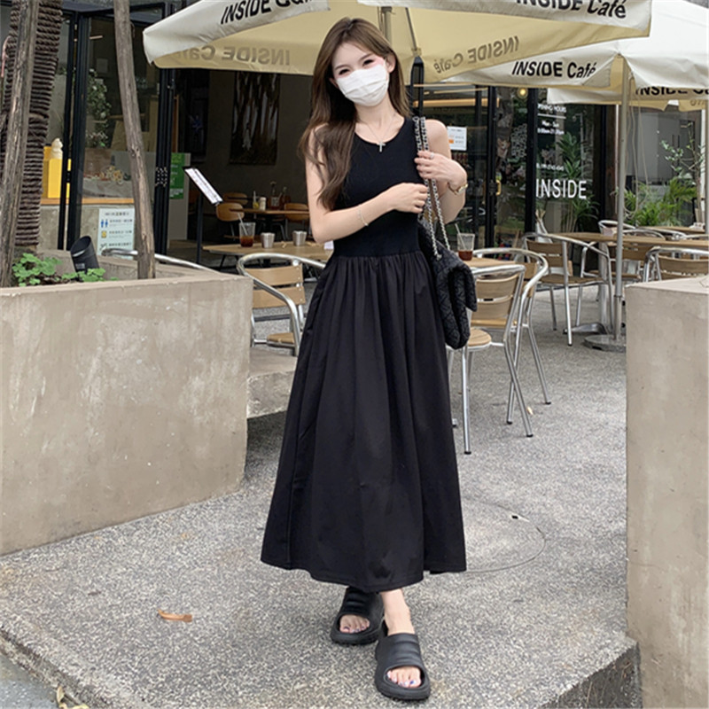 A96417 White Sleeveless French Long Skirt Long Waist Women's Suspender Skirt Summer 2025 New Gentle First Love Dress