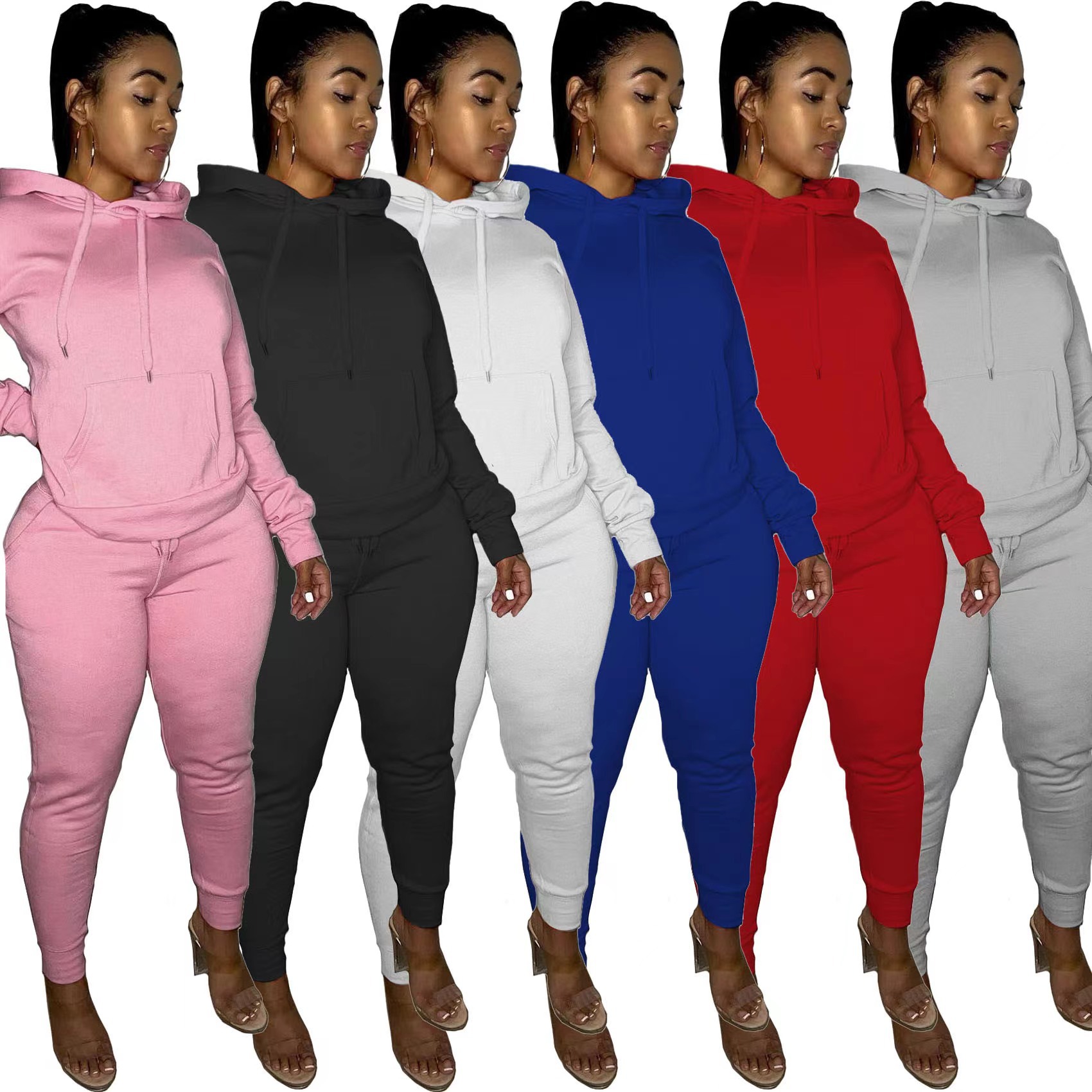 Women Hoodies Letter Print 2 Piece Outfits Cowl Neck Long Sleeve Sweatshirt and Pants Set Tracksuit