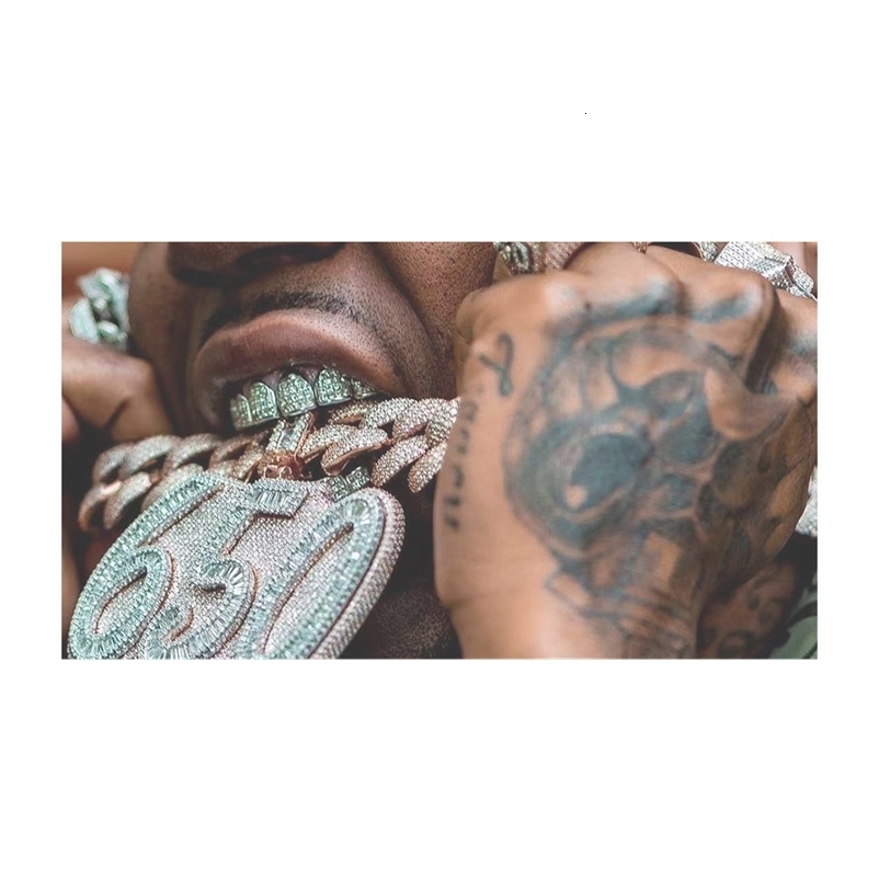 RACHELZ 8/8 Red Flame Iced Out CZ Stone Teeth Braces Hip Hop Cubic Zircon Tooth Caps For Women Men Jewelry Gift 250220