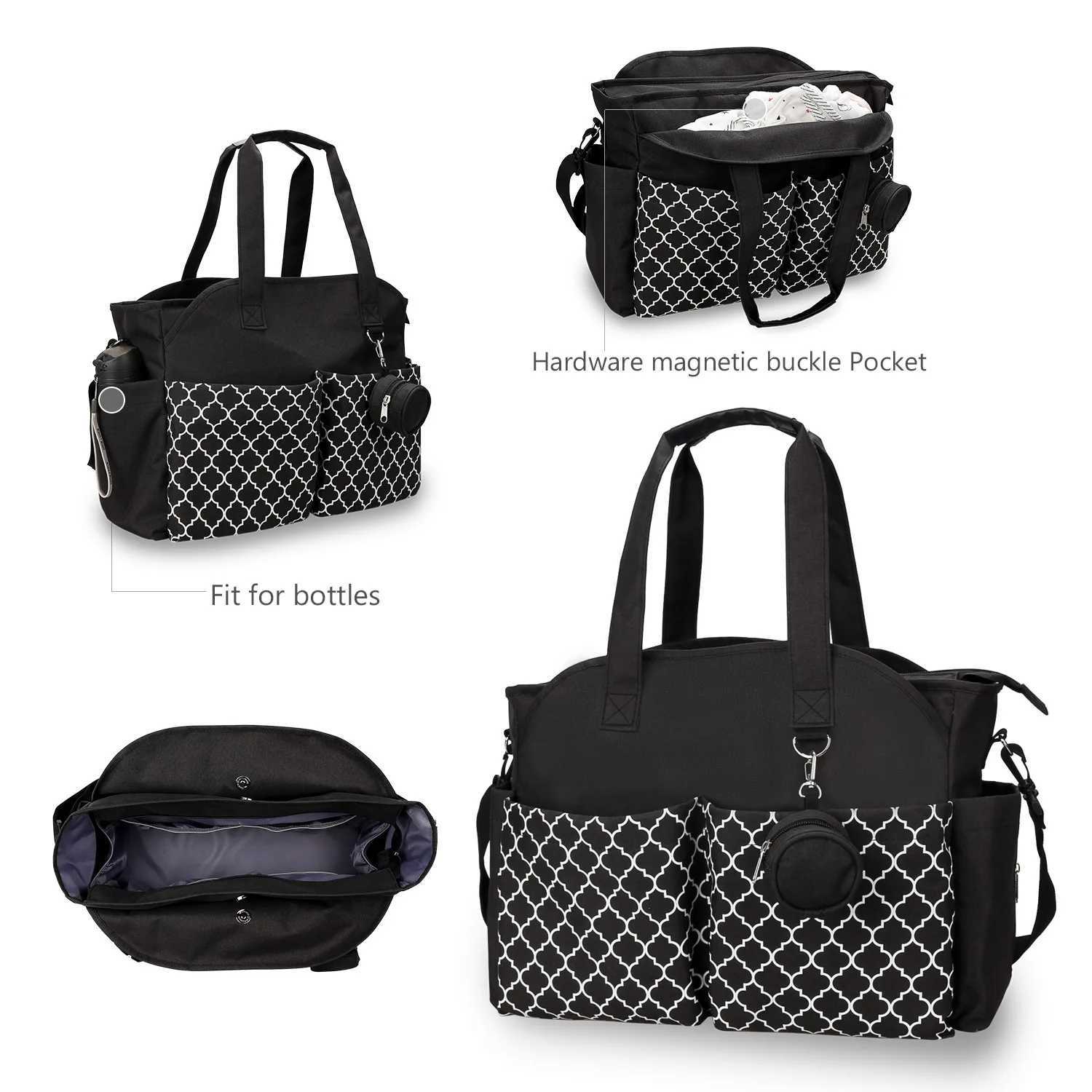 2024 New Portable Shoulder Mommy Bag Printed Geometric Pacifier Bag Maternal and Infant Travel Outdoor Mom Bag X250220