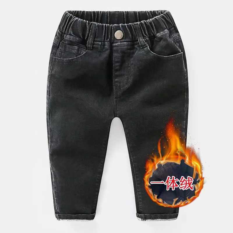 Boys Jeans 2024 Spring and Autumn New Sle Western Sle Childrens Elastic Jeans Boys With Plush Loose Thin Pants Z250220