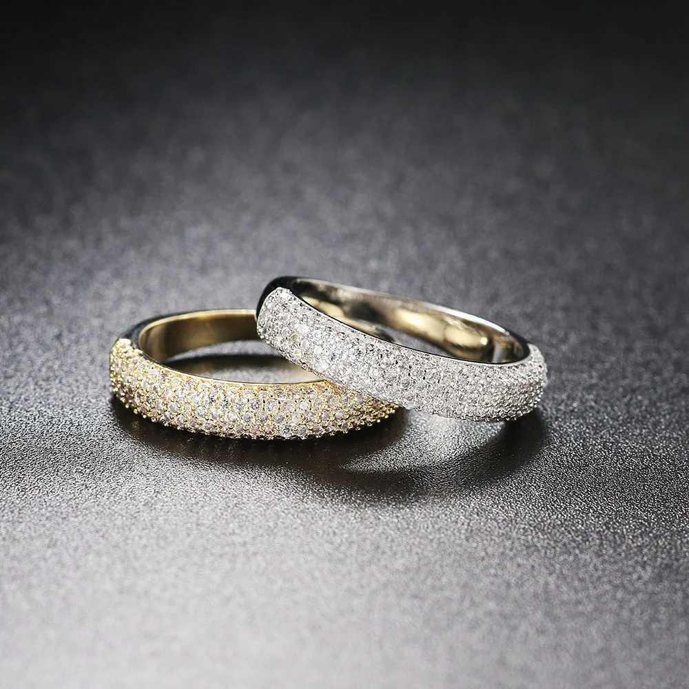 Band Rings Simple Cuban Link Chain Dainty Rings for Women Teens Gold Color Aesthetic Iced Out Zircon Stacking Matching Design Rings Jewelry J250217 2U