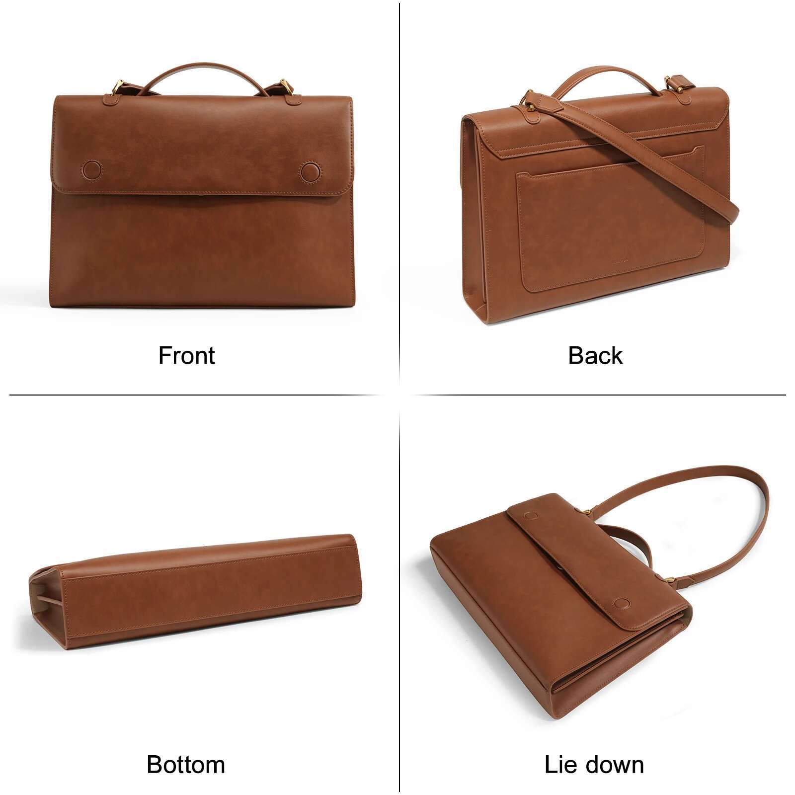 ITAMOOD Vintage Briefcase, Commuter Large Capacity Handbag, Original Leather Crossbody Bag