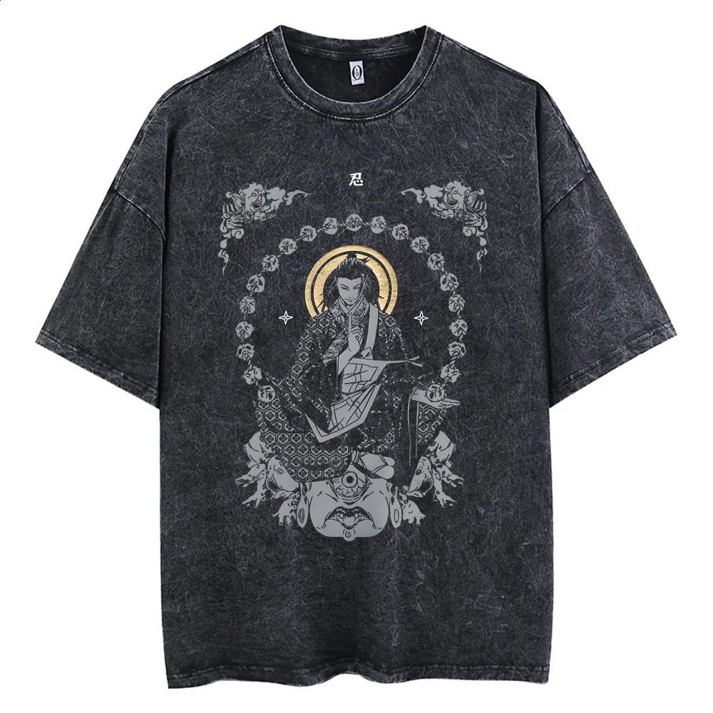 Anime Jujutsu T Shirt Vintage Washed Geto Suguru Tshirts Men Retro Streetwear Short Sleeve Manga Oversized Acid Tops Tees 250213