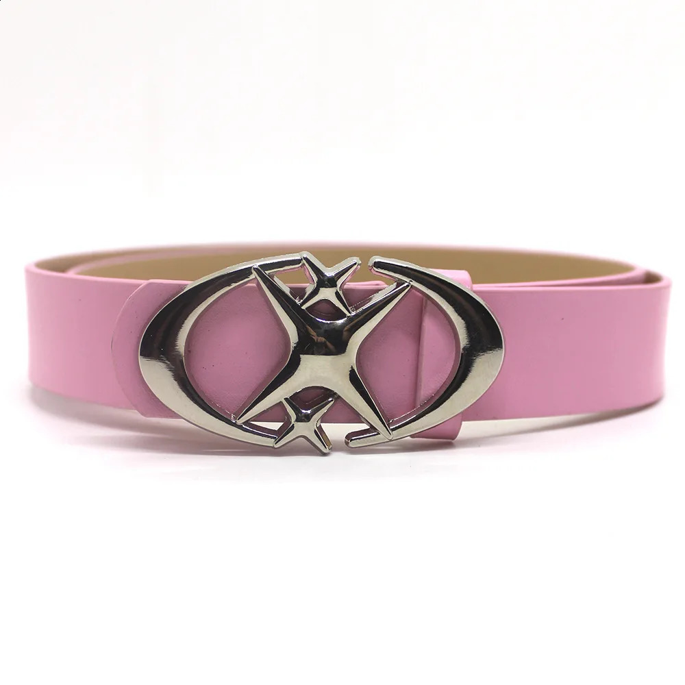 Vintage Men Women Punk Cross Star Buckle Belt n Metal Gothic Y2k Pu Leather Waistband Jeans Pants Decorative 250213
