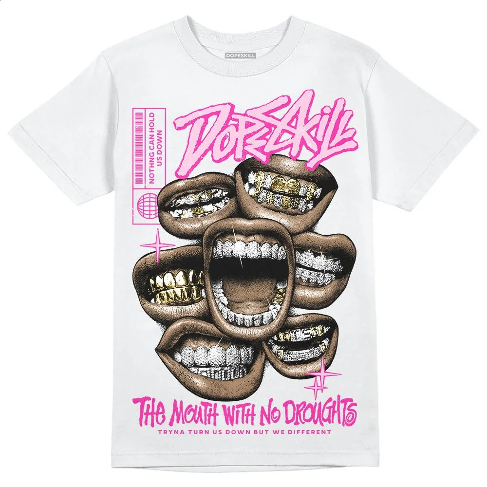 Womens Pink Collection DopeSkill T-Shirt The Mouth with No Droughts Graphic Crew Neck Printed 100% Cotton Y2K American Street Top 250221