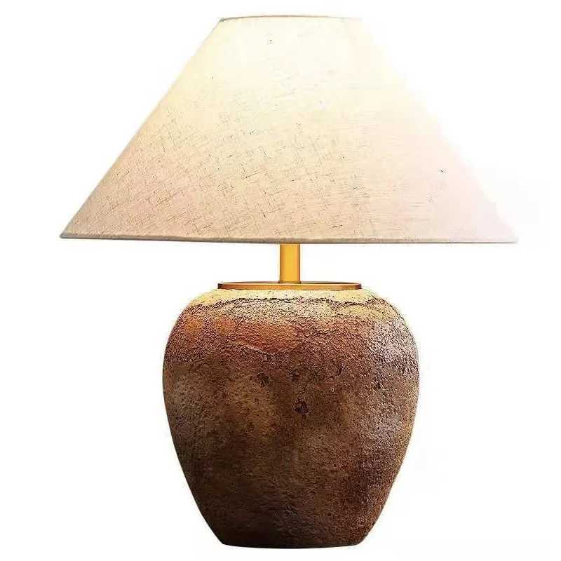 KERWIN Chinese Table Lamps LED Creative Retro Ceramic Pot Desk Light for Home Living Room Hotel Club Ornament Decor Z250220