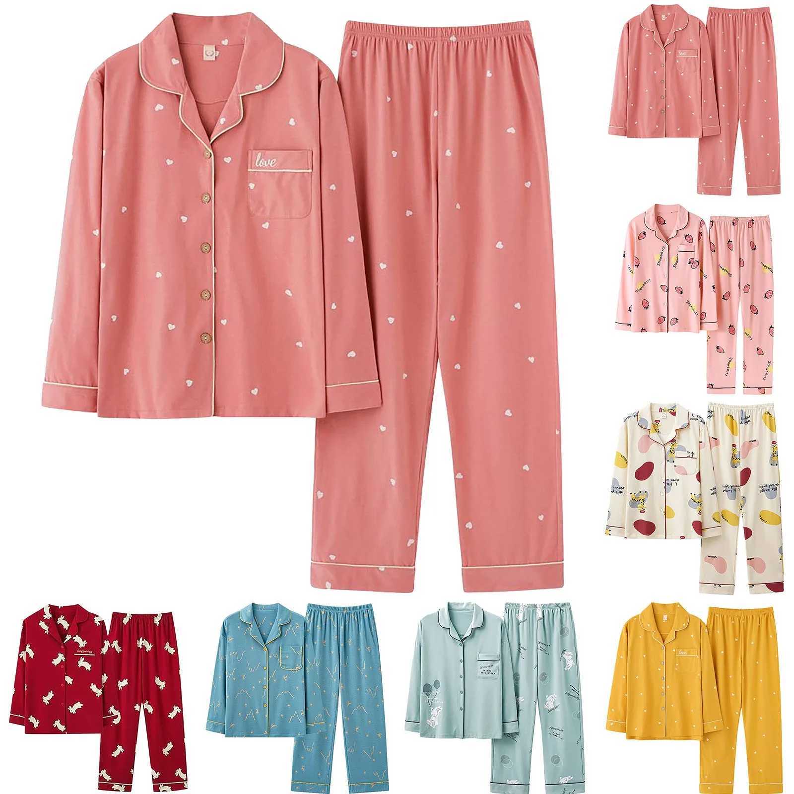 Cotton Pajamas Fe Spring Autumn Large Size Long Sve Wearing Korean Version Cute Cotton Home Suit Pajamas For Women SetXJ250220