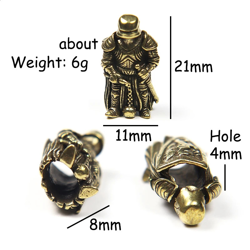 Armor Warrior EDC DIY Knife Beads Lanyard Pendants Vintage Color Brass Outdoor Tools Metal Copper Soldiers Paracord Accessories 250213