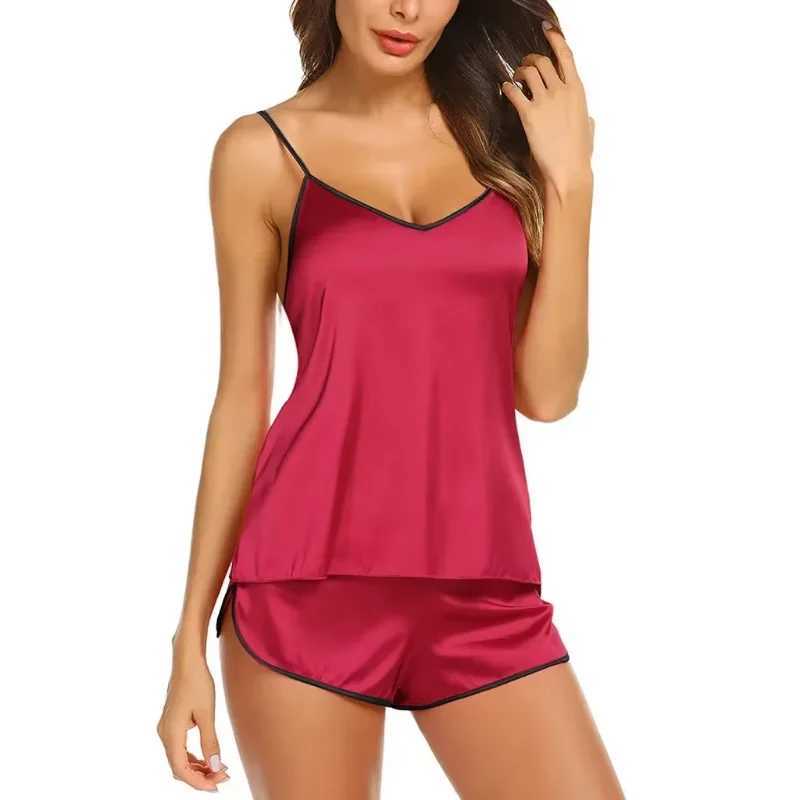Summer Pyjamas Simple Solid Color Sping Top + Shorts Silk Pyjamas for Women Pyjamas for Girls Pajamas Silk PajamasXJ250220