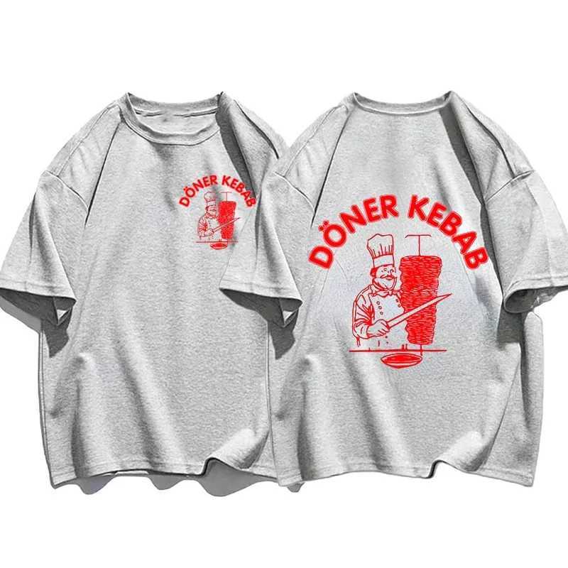 (Mini) Summer Men T-Shirts Doner Kebab Print Pure Cotton Mens Clothing Kid Short Sleeve Tops Funny Women Oversized T Shirt W250220