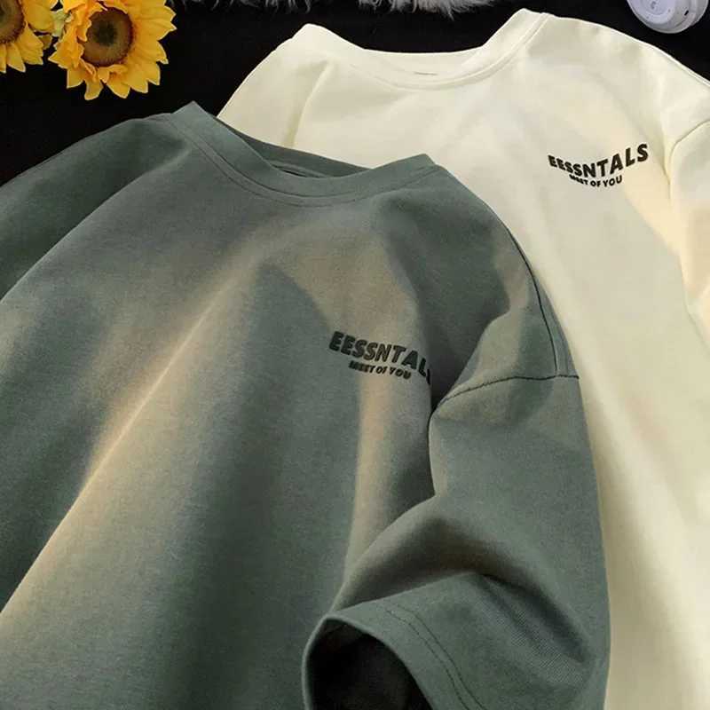 Men's T-Shirts Mens Summer New Style Heavy Duty Simpletrendy Versatile Casual Loose-fit Teeth Half Sleeve Pullover T-shirt z250221