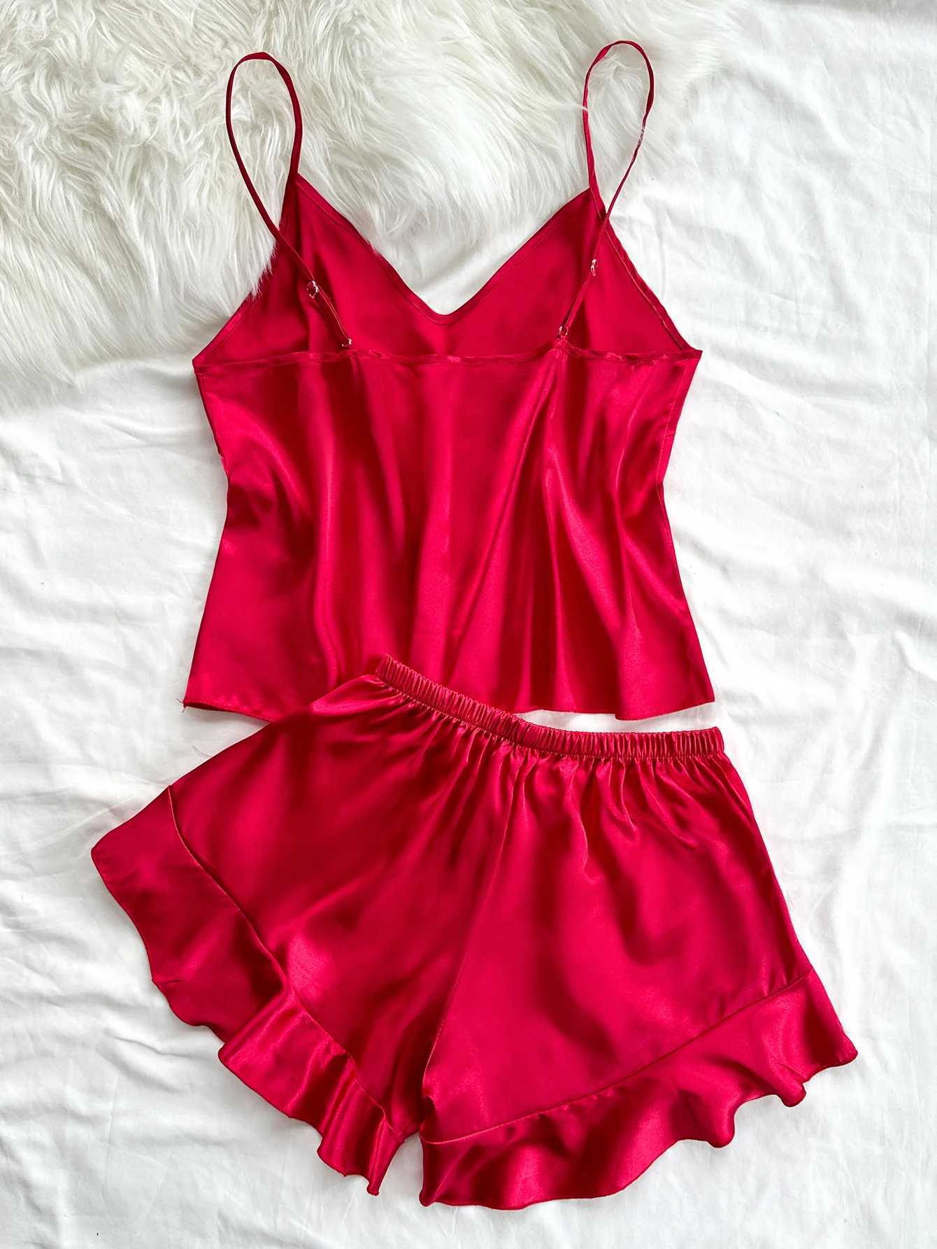 New Satin Womens Pajama Set Casual Loose And Thin Pajama Womens Homewear SetXJ250220