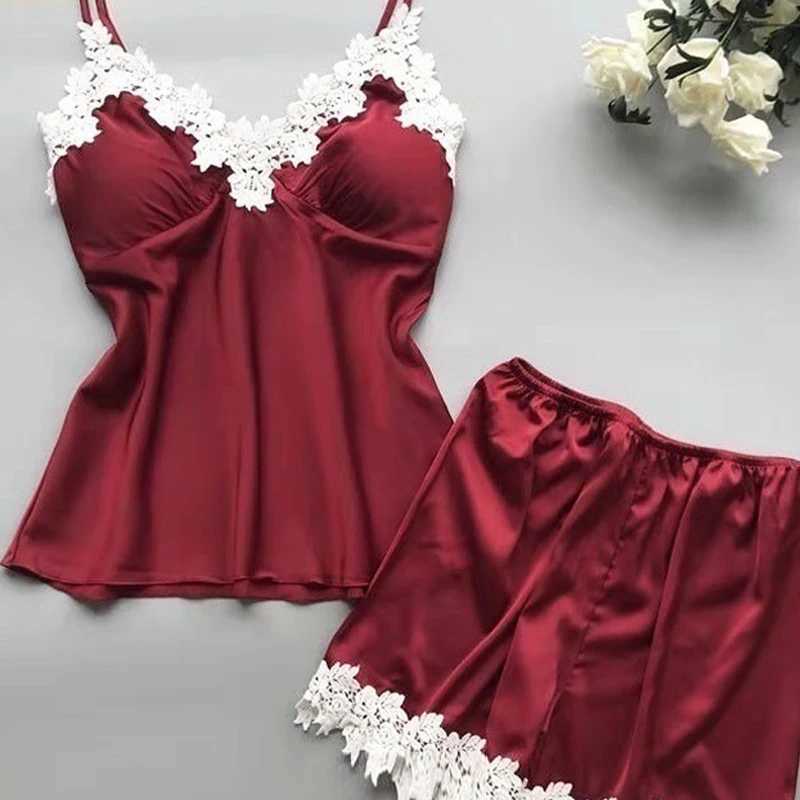 Fashion Sexy Lace Suspenders Loose High Waist Shorts Pajamas Two Piece Set For WomenXJ250220
